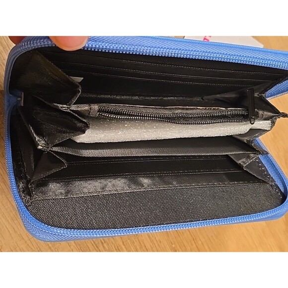 !! Womens Purse  Wallet Card Coin Holder Zipper Clutch LIGHT BLUE - Picture 3 of 7